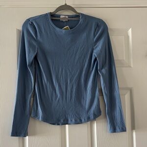 Ribbed Long-Sleeve Top - Dusty Blue